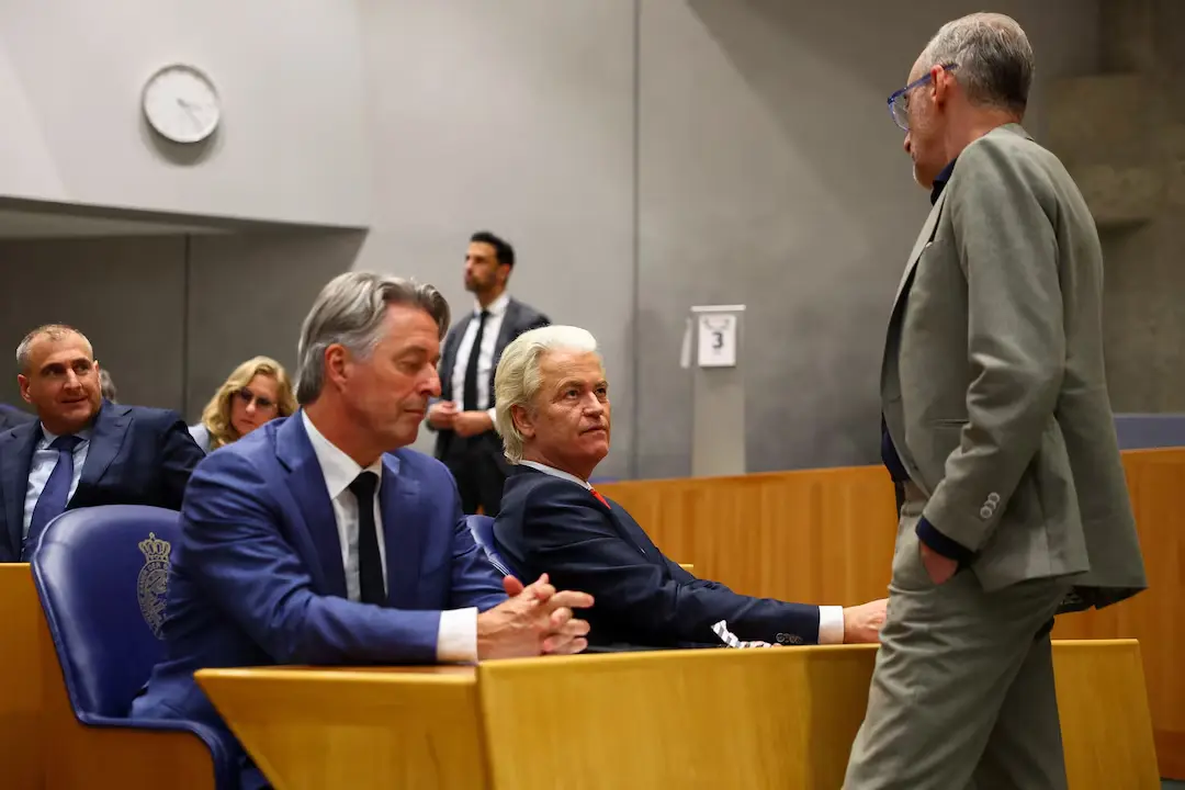 Dutch Government Collapses as Far Right Leader Wilders Quit 1 Dutch far-right leader Geert Wilders (middle), on the day of his decision to leave the governing coalition, in The Hague, Netherlands, June 3, 2025. (Image Credit: Reuters)