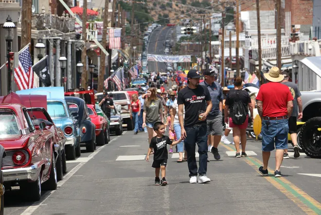 Hot August Nights 2024: The Ultimate Classic Car Extravaganza 2 People checking out the cars during opening day for Hot August Nights in Virginia City on Aug. 2, 2024. (Credit: Jason Bean / Reno Gazette Journal)