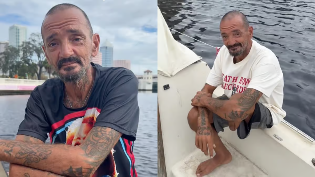 "Lieutenant Dan" of Tampa Becomes TikTok Sensation as He Defies Hurricane Milton on His Boat. (Image Credit: TikTok @terrenceconcannon)