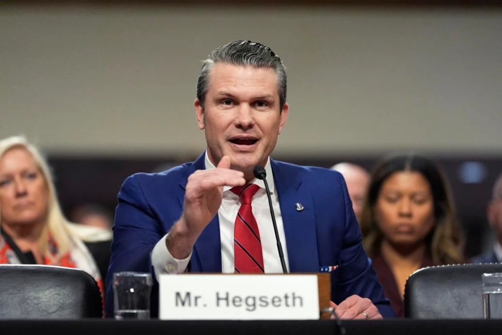 Pete Hegseth, Donald Trump's Cabinet pick to be Defense secretary, appears before the Senate Armed Services Committee for his confirmation hearing, at the Capitol in Washington, Tuesday, Jan. 14, 2025. (Image Credit: Alex Brandon / AP)