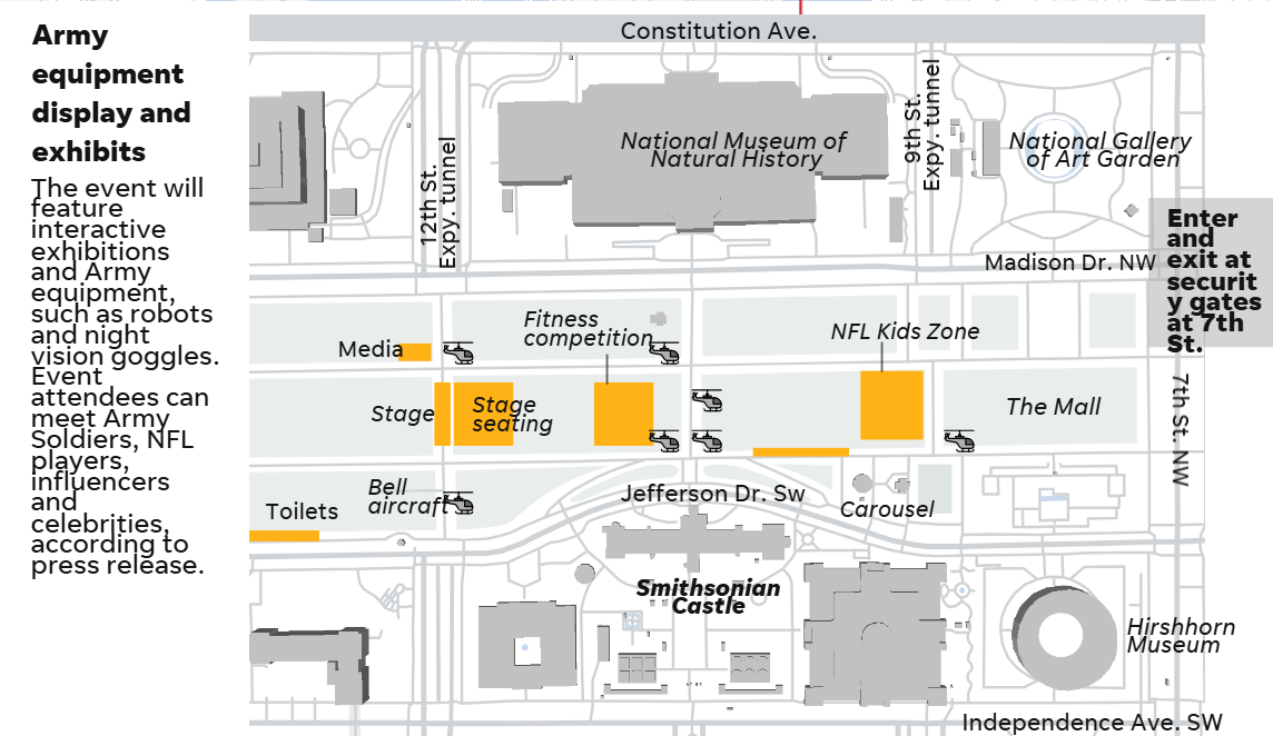 When and Where Is the Military Parade in DC Tomorrow? 3 Map of the Military Parade route. (Image Source: U.S. Army / USA TODAY)
