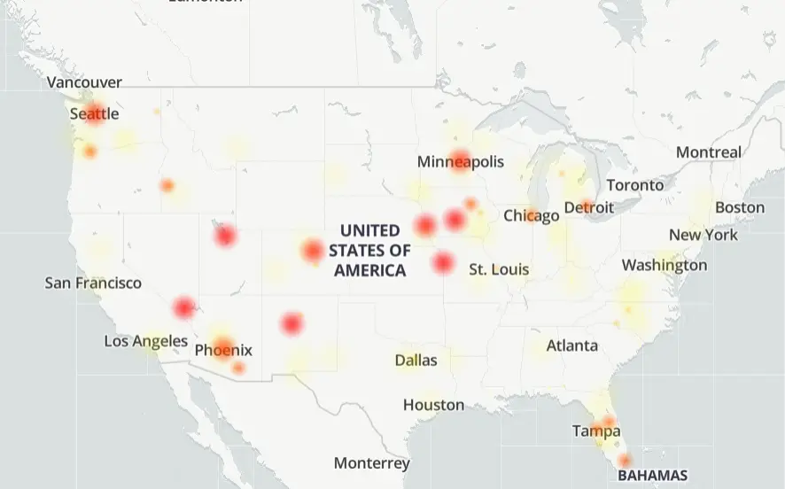 CenturyLink Internet Outages Disrupt Over 45,000 Users Nationwide 1 CenturyLink outage map. (Image Source: Downdetector)