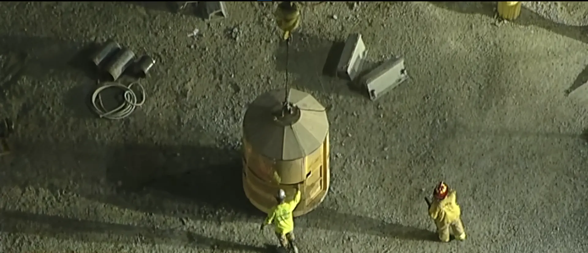 31 Workers Trapped From Tunnel Collapse in Wilmington 1 Recue efforts for victims of tunnel collapse in Wilmington. The workers were being brought out of the tunnel in a cage hoisted up by a crane. (Image Source: ABC7)