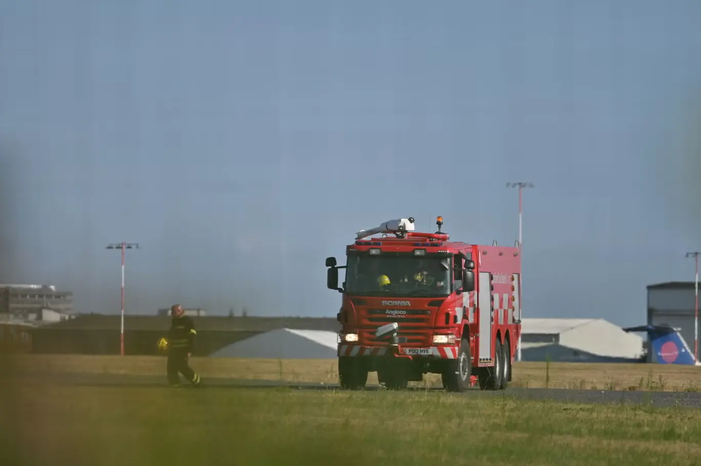 Tragic London Plane Crash at Southend Airport 1 Essex County Fire and Rescue Service at the London plane crash. (Credit: Getty Images)