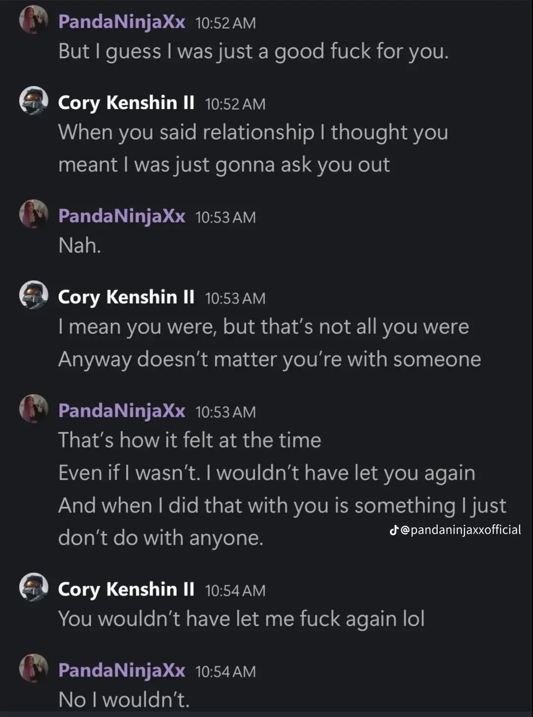 CoryxKenshin Faces Serious Allegations of Emotional Abuse and Manipulation 3 CoryxKenshin leaked messages between him and pandaninjaxxofficial.