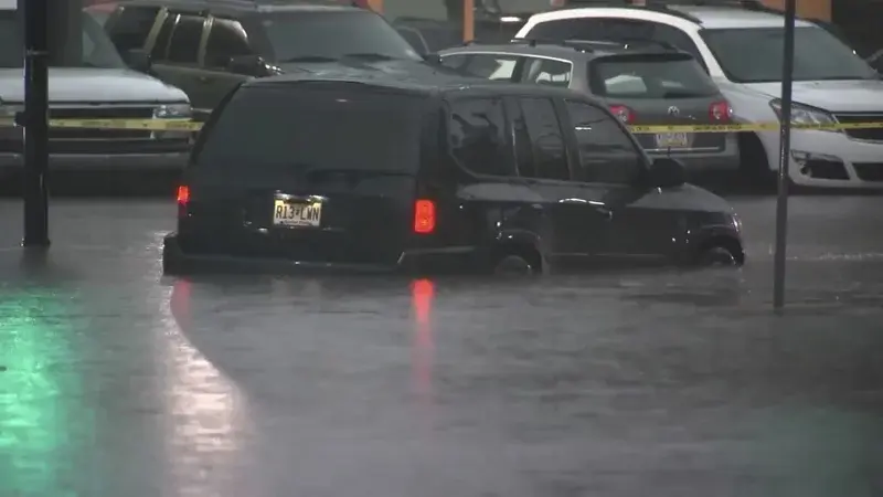 Catastrophic New Jersey Flash Flooding Strikes Following Historic Storm 1 Cars submerged in waters in New Jersey flash flood, on July 14. (Image Source: AP / WABC-TV)